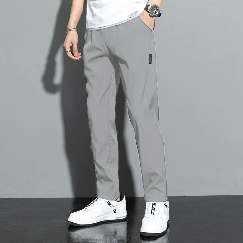 2026 Men's Summer Ice Silk Pants – Lightweight Stretch Trousers with Elastic Waist, Smooth Casual Fit, Available in 3 Colors