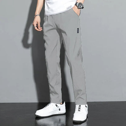 2026 Men's Summer Ice Silk Pants – Lightweight Stretch Trousers with Elastic Waist, Smooth Casual Fit, Available in 3 Colors