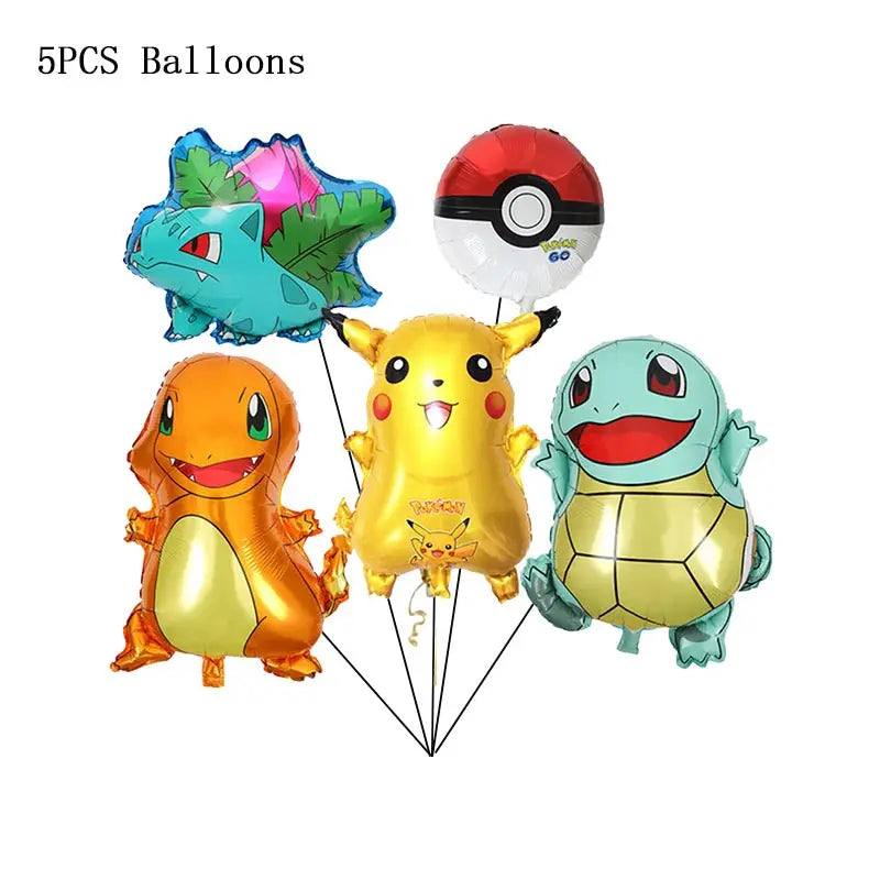 Pokémon Theme Birthday Party Decorations – Cartoon Pokémon Go Tableware Set (Cups, Plates & Pikachu Balloons) for Baby Shower & Party Favors