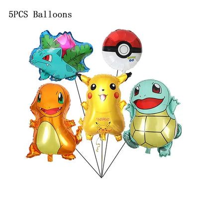 Pokémon Theme Birthday Party Decorations – Cartoon Pokémon Go Tableware Set (Cups, Plates & Pikachu Balloons) for Baby Shower & Party Favors