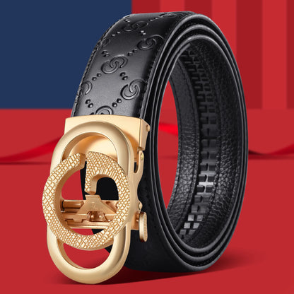 Men's Luxury-Style Canvas & Leather Belt – Automatic Buckle Designer-Style Waist Belt for Business, Jeans & Casual Everyday Wear