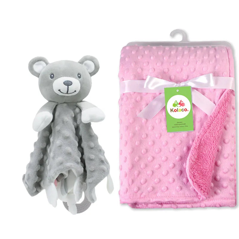 Couverture et doudou personnalisés avec prénom de bébé – Ensemble doux en minky à pois, 2-en-1, cadeau de naissance personnalisé pour garçons et filles
