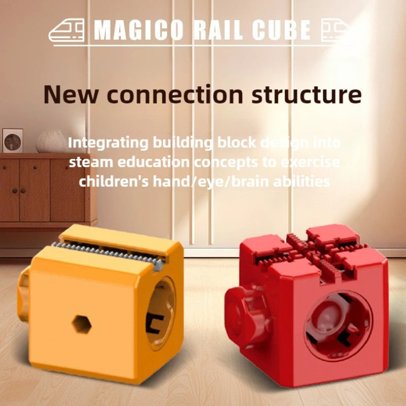 Ensemble de construction de train magique – Jouet de labyrinthe de voiture de rail magnétique électrique pour enfants, cadeau éducatif STEM