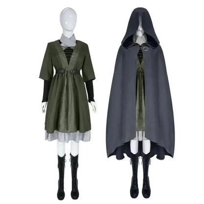 Halloween Party Women Cosplay Costume | Anime Game Style Hooded Cape Dress | Full Outfit Casual Party Wear