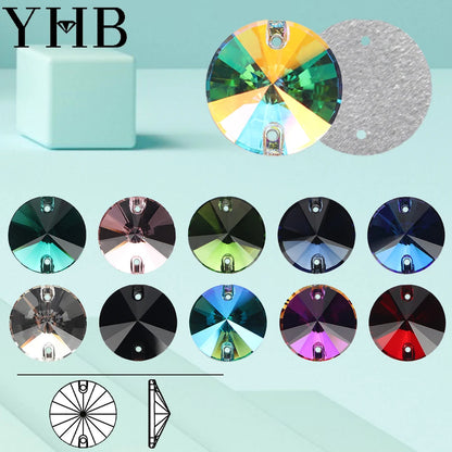 Strass à coudre YHB Crystal Rivoli – Pierres à coudre plates en verre pour vêtements, sacs et artisanat de bricolage