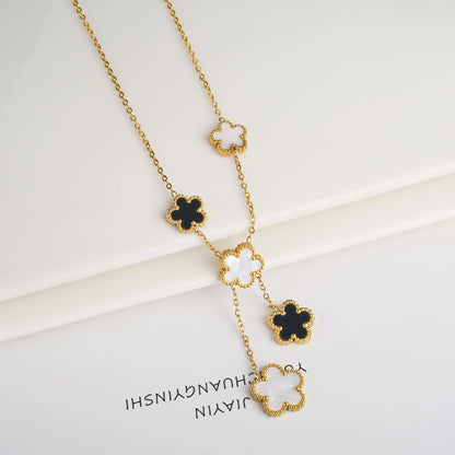 Stainless Steel Five Leaf Flower Clover Bracelet for Women Girls Adjustable Laser Petal Classic Brand Jewelry Gift