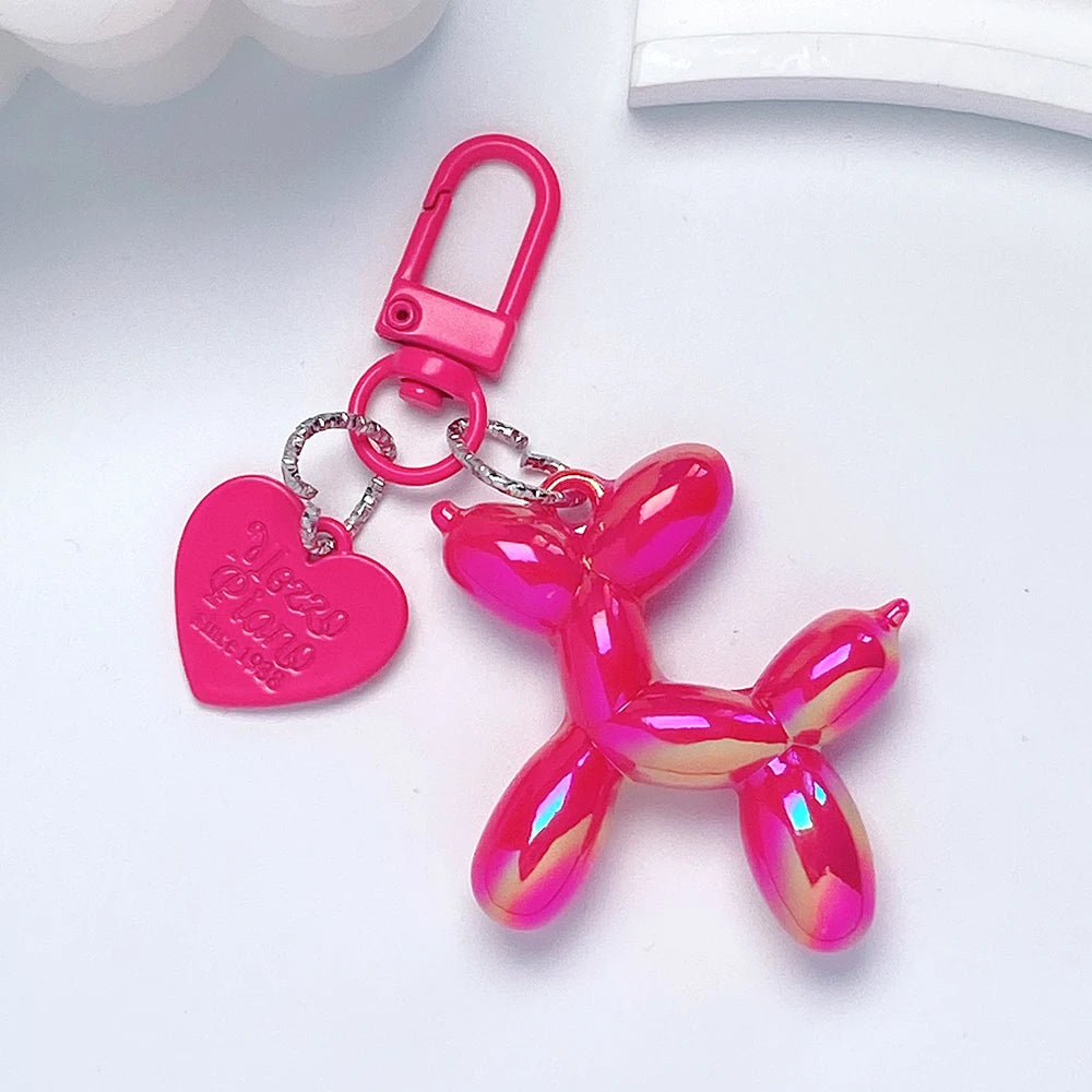 Cute Acrylic Balloon Dog Keychain – Cartoon Y2K Bag Pendant for Women & Couples, Car Key Chain, Jewelry Gift & Decorative Accessory