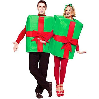 Adult Christmas Present Box Costume with Bow Decoration, Sleeveless Gift Box Cosplay Outfit for Christmas Parties, Holiday Events, Costume Parties and Festive Celebrations