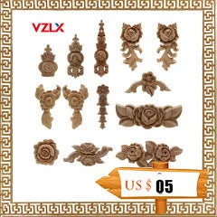 Appliques décoratives en bois moulé – Boiseries murales sculptées pour meubles, armoires, coins et décoration intérieure