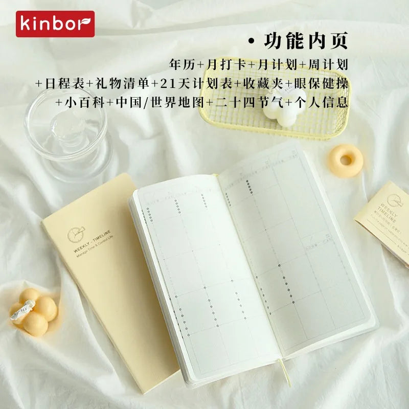 Kinbor Undated Weekly Planner – Portable Daily, Monthly & Schedule Journal Notebook