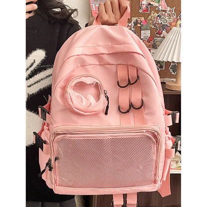 Mochila Ita Kawaii Estilo Collage – Mochila Escolar Transparente con Bolsillo en Forma de Corazón para Adolescentes, Mochila de Moda Japonesa JK, Mochila para Laptop para Mujeres, Bolso de Hombro para Estudiantes Estilo Harajuku 2024