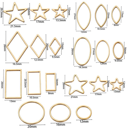 10 breloques géométriques creuses en acier inoxydable pour bijoux – Connecteurs de pendentif pour boucles d'oreilles, colliers et fabrication de bijoux