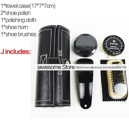 Professional Shoe Care Kit – Portable Leather Shoe Cleaning & Polishing Set with Brush, Shoehorn & Shine Tools for Boots & Sneakers