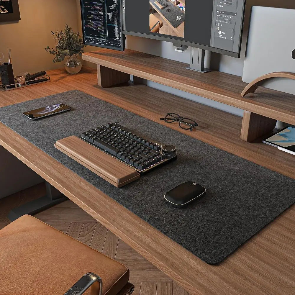 Large Wool Felt Desk Mat - Non-Slip Keyboard & Mouse Pad for Gaming, Office & Computer Desk Protection