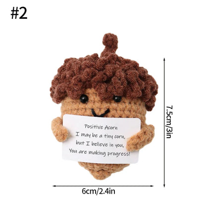 Poupée à énergie positive tissée à la main – Figurine en crochet de légumes et d'animaux avec carte de câlins, cadeau de festival fait à la main et artisanat de décoration intérieure créatif