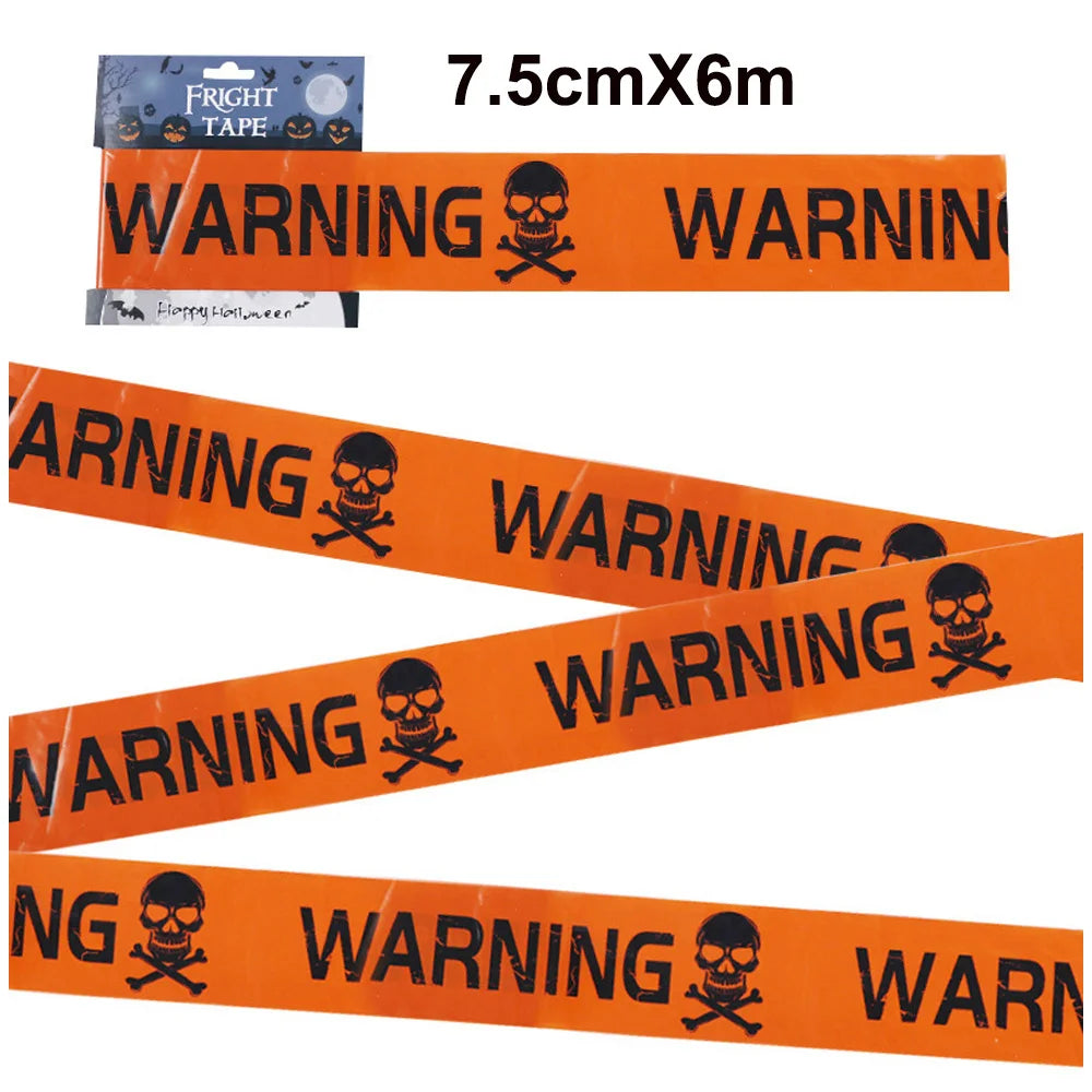 Halloween Warning Tape – Scary Caution & Hazard Tape Roll for Indoor & Outdoor Party Decorations, Spooky DIY Props & Haunted House Decor