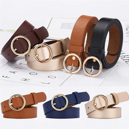 Women's PU Leather Belt Adjustable Pin Buckle Waist Belt for Jeans, Skirts & Dresses