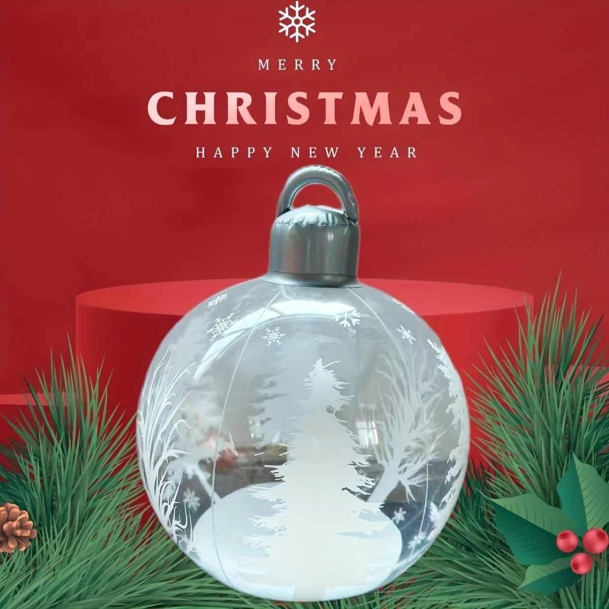 1PC 40CM Inflatable Christmas Decoration Ball – PVC Outdoor Holiday Ornament for Yard, Lawn, Porch & Christmas Home Decor