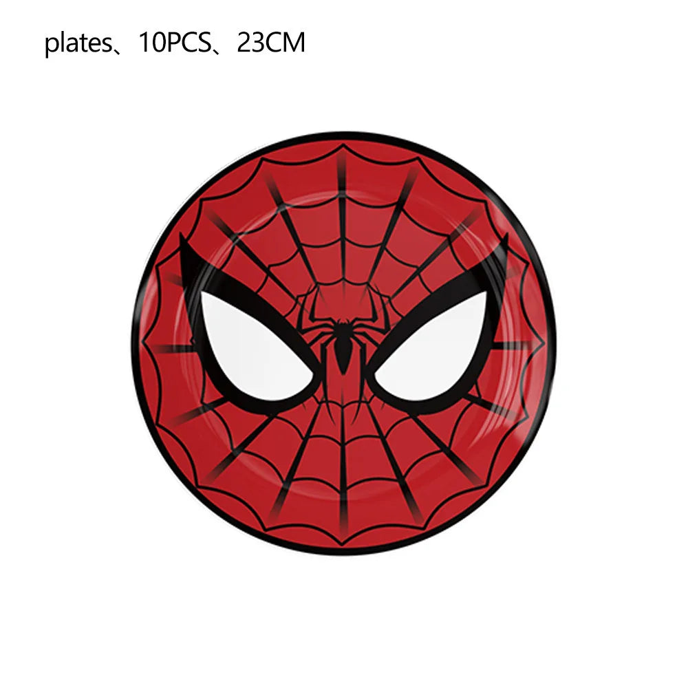 Spider Hero Birthday Party Supplies Set – Kids' Party Tableware Kit with Plates, Cups, Tablecloth, Backdrop, Balloons & Decorations