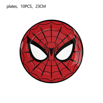 Spider Hero Birthday Party Supplies Set – Kids' Party Tableware Kit with Plates, Cups, Tablecloth, Backdrop, Balloons & Decorations
