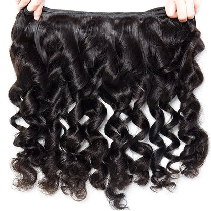 Paquetes de cabello humano indio con ondas sueltas y cierre de encaje – Extensiones de cabello natural de 3 o 4 paquetes