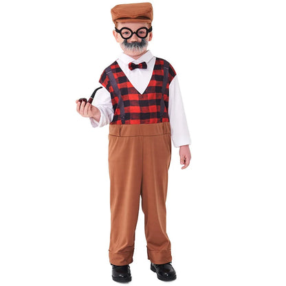 Halloween Children’s Cosplay Costumes – Grandpa & Centenarian Character Performance Wear for Kids Dress-Up & Stage Play