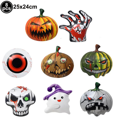 Large Halloween Standing Foil Balloons – Haunted House, Castle, Skull, Coffin & Witch Mylar Balloons for Halloween Party Decorations