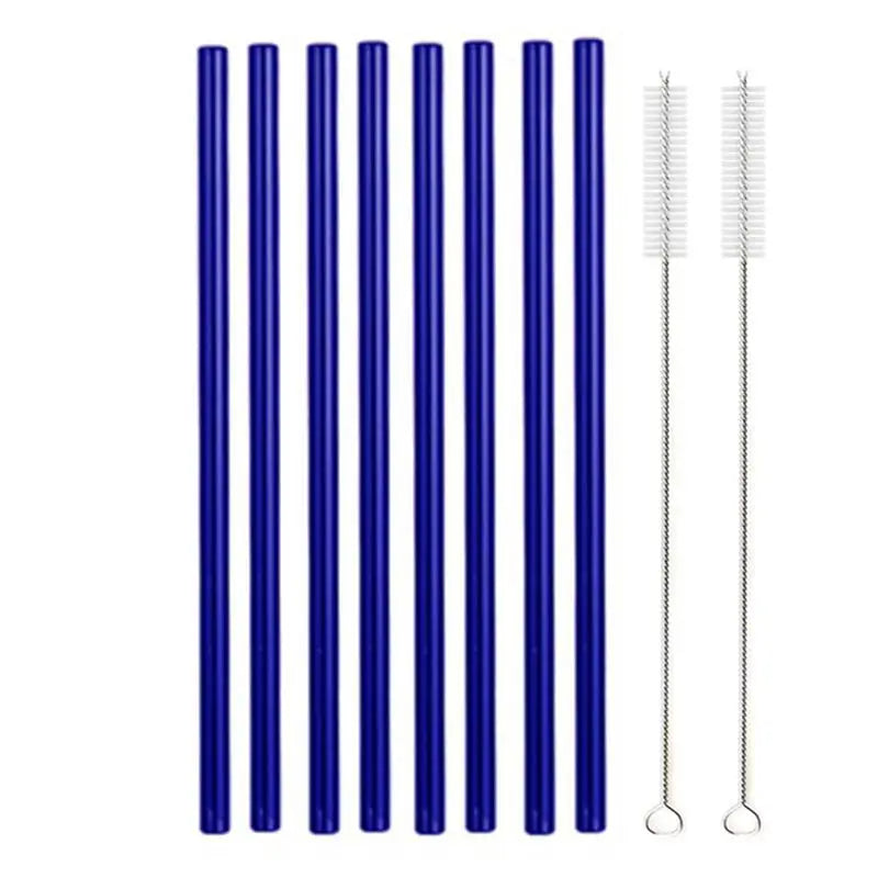 8.5 Inch Reusable Glass Straws Set, 8mm Multi-Color Drinking Straws, Eco-Friendly Glass Straws for Smoothies, Milkshakes, Cocktails and Cold Drinks
