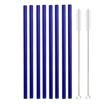 8.5 Inch Reusable Glass Straws Set, 8mm Multi-Color Drinking Straws, Eco-Friendly Glass Straws for Smoothies, Milkshakes, Cocktails and Cold Drinks