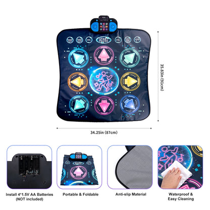 Kids Electronic Dance Mat – Double Player Music Dance Pad with 9 Levels Educational Toy