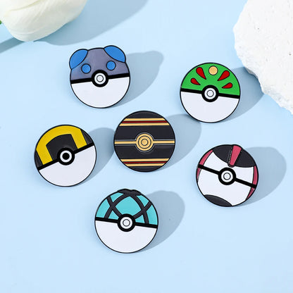 14PCS Pokémon Poké Ball Enamel Brooch Set – Minimalist Cartoon Metal Pins for Backpack & Clothing Accessories