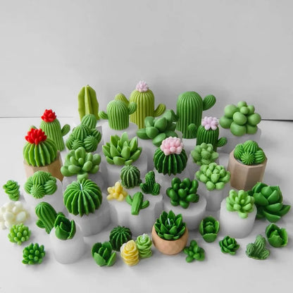 Molde de Silicona para Velas de Aromaterapia con Diseño de Cactus DIY – Molde de Plantas Suculentas para Velas Hechas a Mano de Cera de Soja, Manualidades de Resina, Adornos de Yeso y Proyectos DIY de Decoración del Hogar