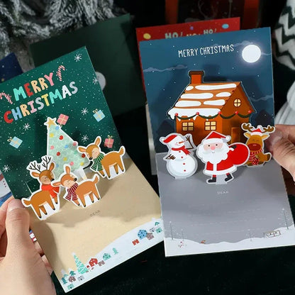 3D Folding Christmas Greeting Card – Merry Christmas & Happy New Year Gift Card for Xmas Party, Navidad & Holiday Decor