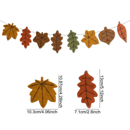 Thanksgiving Fall Maple Leaf Felt Banner – Autumn Harvest Garland for Halloween Parties, Fireplace, Wall & Home Decorations