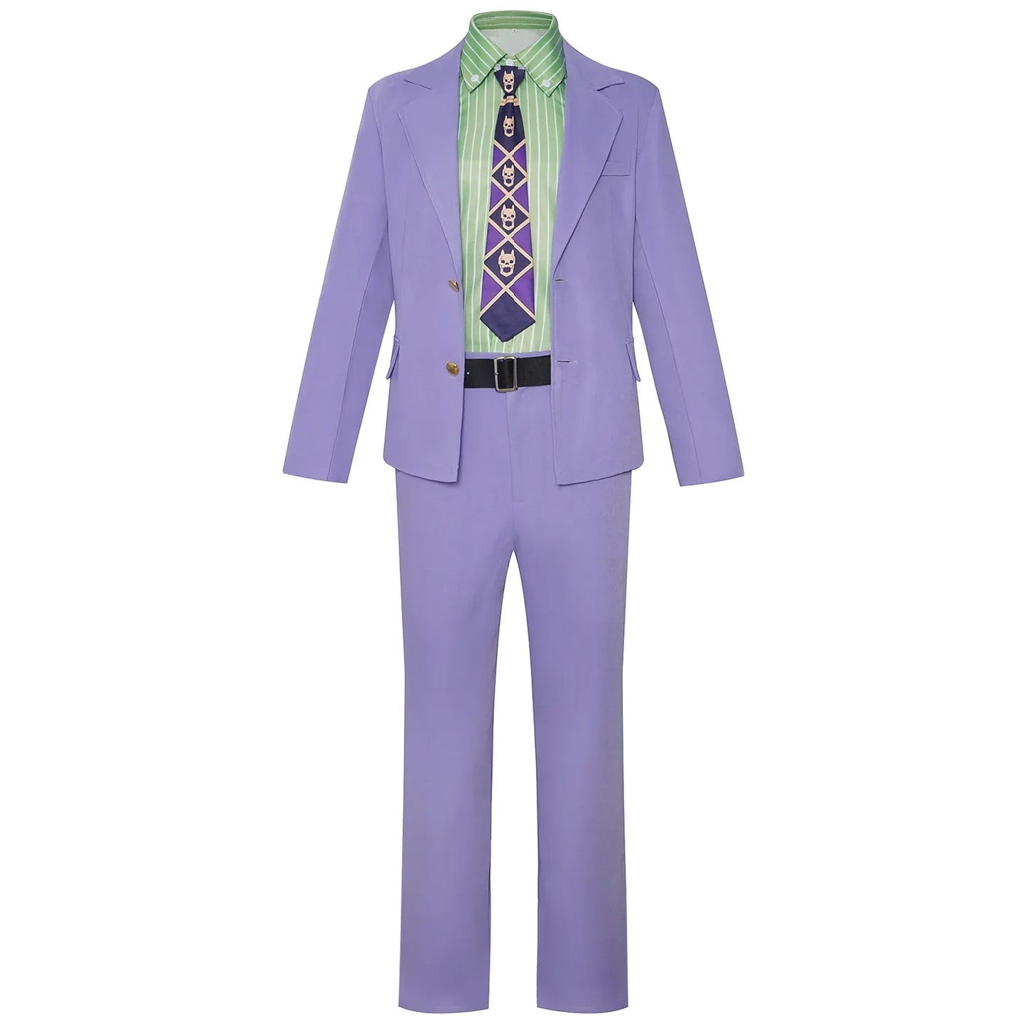 Anime Purple Blazer Cosplay Costume Set – Shirt, Pants, Tie & Belt Outfit for Men & Women Halloween Roleplay Suit