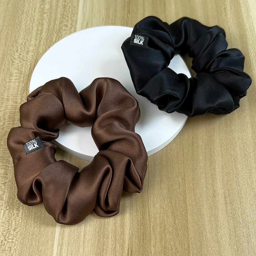 Goma para el pelo 100% seda Mulberry – 19 Momme, elástico grande para mujeres y niñas | Accesorio de lujo de seda para coleta