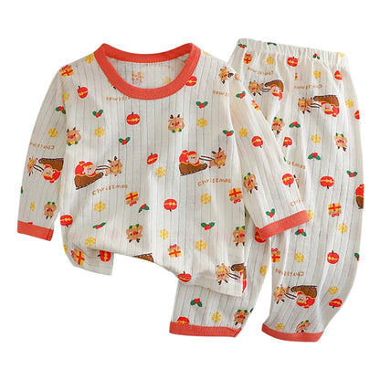 Conjunto de Pijama de Algodón para Niños – Pijama de Manga Larga y Pantalones para Verano en Casa y Habitaciones con Aire Acondicionado