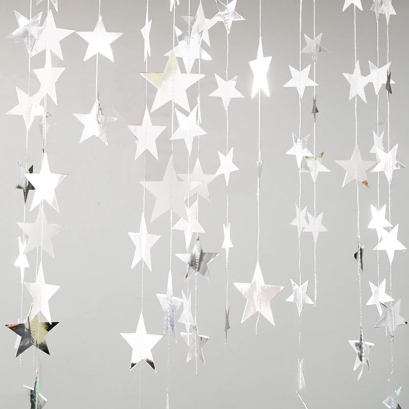 4M Moon & Star Glitter Paper Garland – Hanging Party Banner for Weddings, Eid, Baby Showers & Celebrations