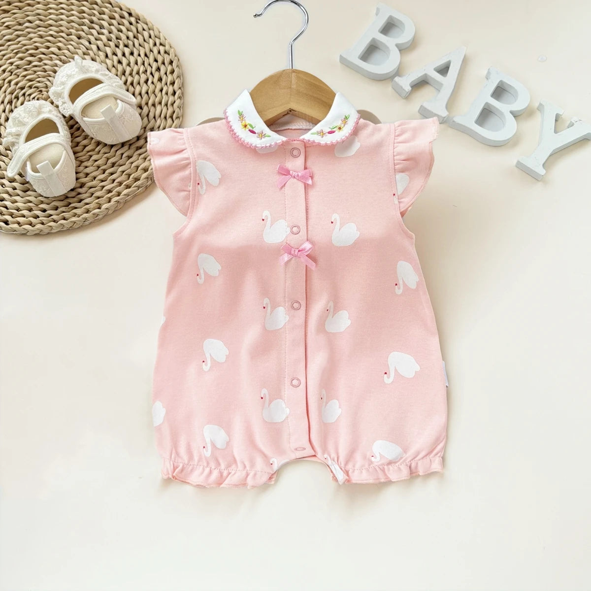 Pelele de verano para bebé recién nacido – Body de manga corta de algodón suave con estampado de dibujos animados para bebés y niñas (3-18 meses)