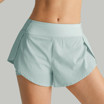 Women’s Sport Running Shorts Double Layer Yoga Gym Fitness Jogging Training Summer Short Pants