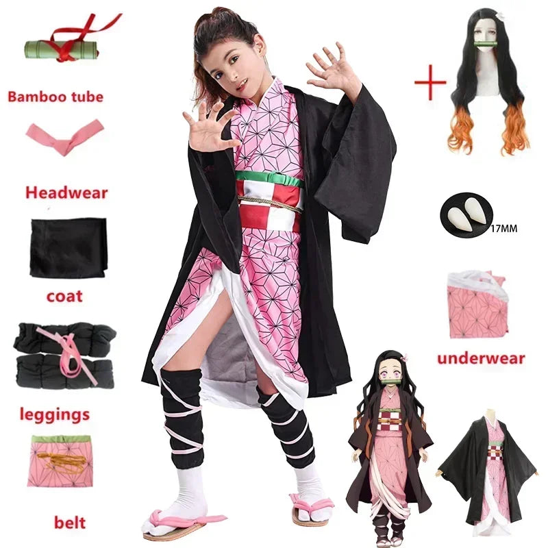 Kamado Nezuko Cosplay Costume – Japanese Anime Uniform Party & Carnival Outfit for Adults, Halloween Roleplay Costume