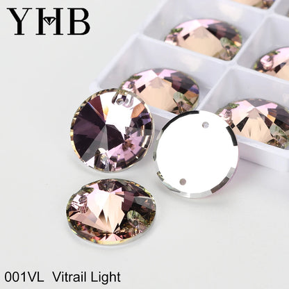 Strass à coudre YHB Crystal Rivoli – Pierres à coudre plates en verre pour vêtements, sacs et artisanat de bricolage