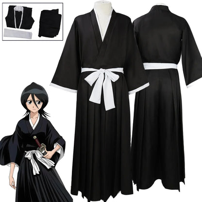 Bleach Kuchiki Rukia Cosplay Costume – Kimono Uniform Set | Unisex Anime Soul Society Outfit (Halloween / Party / Comic Con)