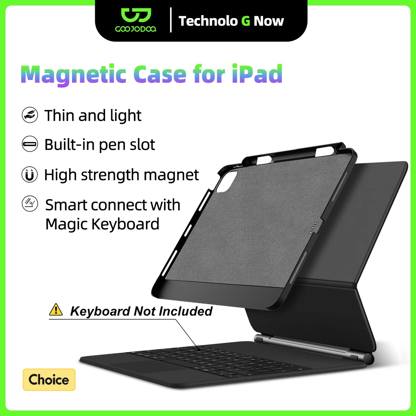 Funda magnética para iPad GOOJODOQ con soporte para lápiz – Compatible con Magic Keyboard para iPad Pro 11/13 M4 (2024), iPad Air 6 y Air 4/5