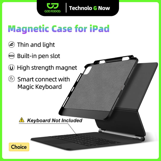 Funda magnética para iPad GOOJODOQ con soporte para lápiz – Compatible con Magic Keyboard para iPad Pro 11/13 M4 (2024), iPad Air 6 y Air 4/5