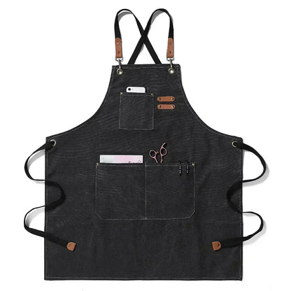 Delantal de trabajo de lona – Delantal de chef ajustable para cocina, barbacoa, restaurante y taller
