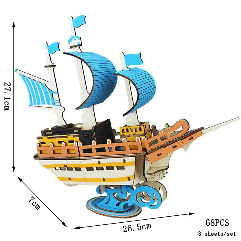 Maqueta 3D de Barco de Vela de Madera – Kit de Montaje de Barco de Madera DIY, Juguete Educativo de Construcción, Proyecto de Manualidades Creativo y Regalo de Fiesta para Niños