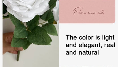 Ramo de rosas de diamantes de 9 cabezas – Rosas artificiales sintéticas con detalles de diamantes brillantes, arreglo floral realista para boda, decoración del hogar, sala de estar y regalo