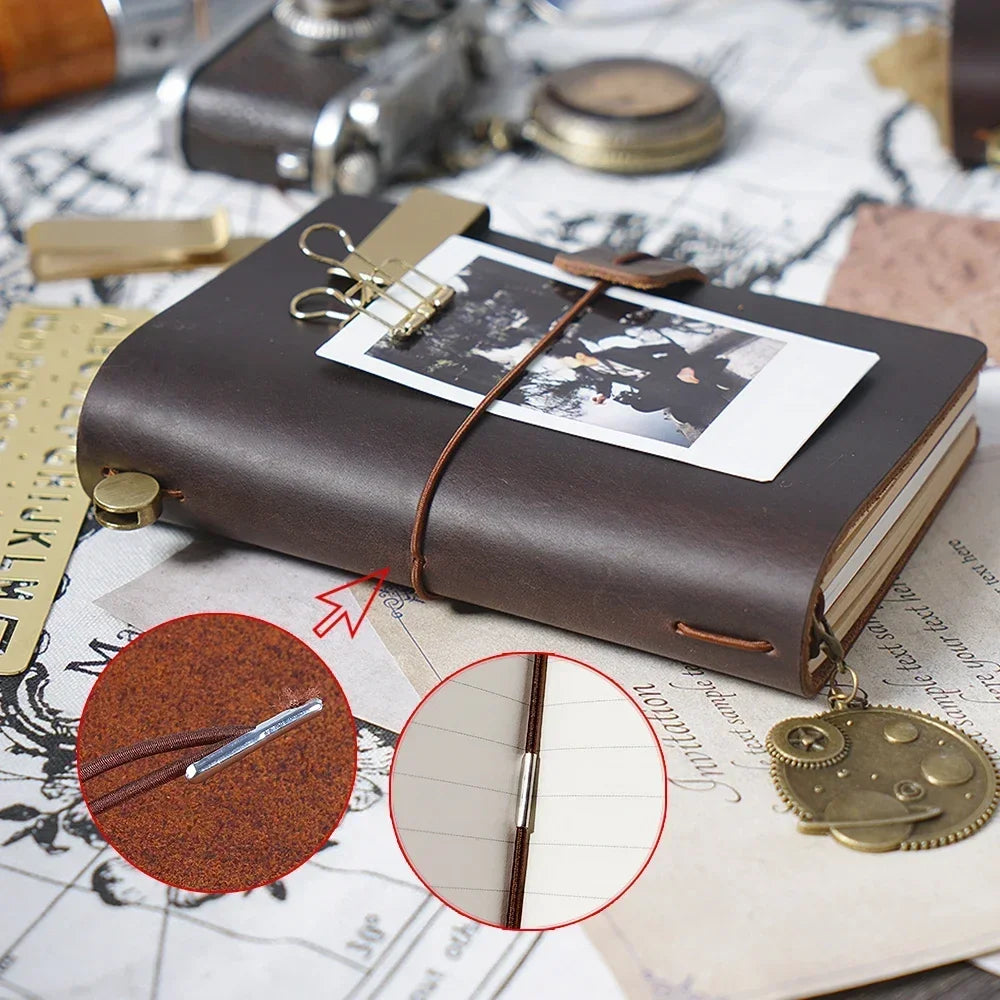 Moterm Genuine Leather Travel Notebook Cover – Handmade Vintage Cowhide Journal & Planner