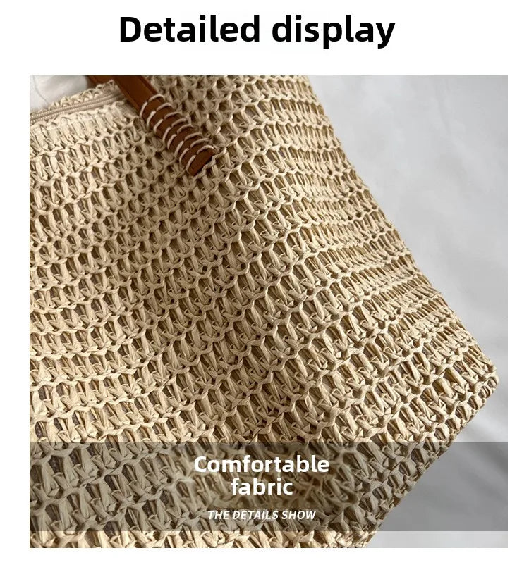 Bolso de Hombro de Paja Tejido a Mano para Mujer – Bolso Tote Bohemio de Verano para Playa, Bolso de Mano Tejido a la Moda 2025 para Viajes, Compras, Vacaciones y Uso Diario Casual